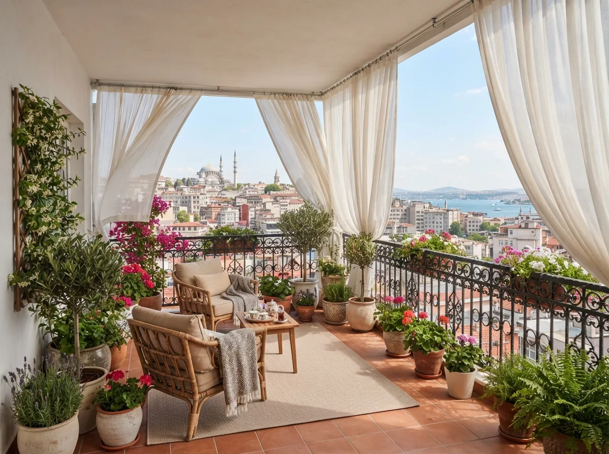 Açık Balkon Perdesi · geniş açıdan · Gaziantep'te ölçü, dikim ve montaj