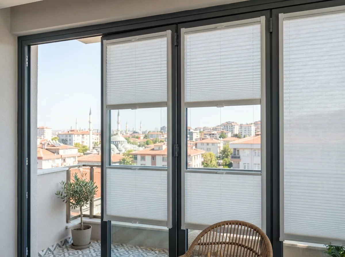 Balkon Camı Perdesi · gündüz ışığında · Gaziantep perde atölyesi — ücretsiz keşif