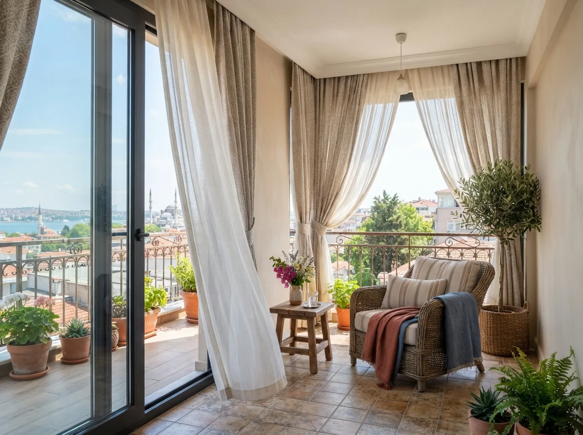 Balkon Perdesi Modelleri · gündüz ışığında · Gaziantep perde atölyesi — ücretsiz keşif