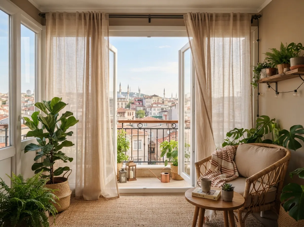 Balkon Perdesi Modelleri · sıcak tonlarda · Antep Perdeci · Gaziantep