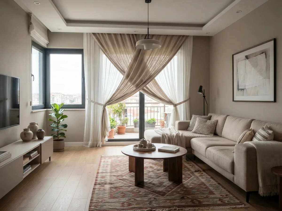 Kruvaze Perde · Salon uygulaması · Antep Perdeci uygulaması