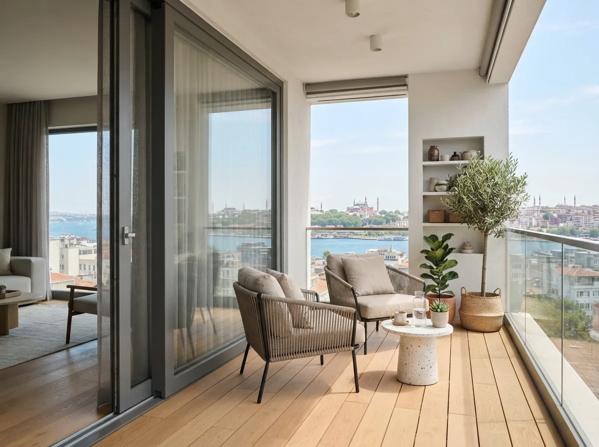 Modern Balkon Perdesi · gündüz ışığında · Antep Perdeci uygulaması