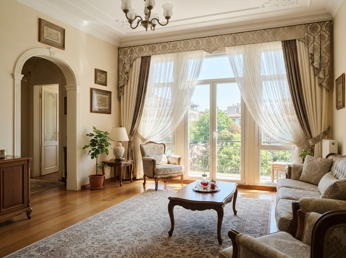 Salon Perde Modelleri · Salon uygulaması · gündüz ışığında · Gaziantep'te ölçü, dikim ve montaj