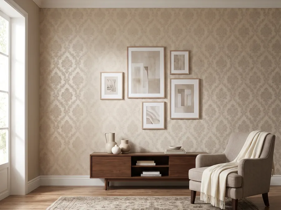 Damask klasik desenli duvar kağıdı, salon — Gaziantep