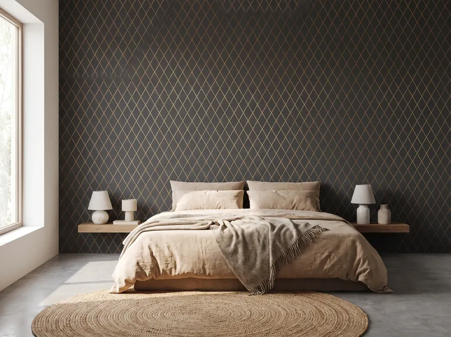 Geometrik desenli duvar kağıdı, yatak odası — Gaziantep